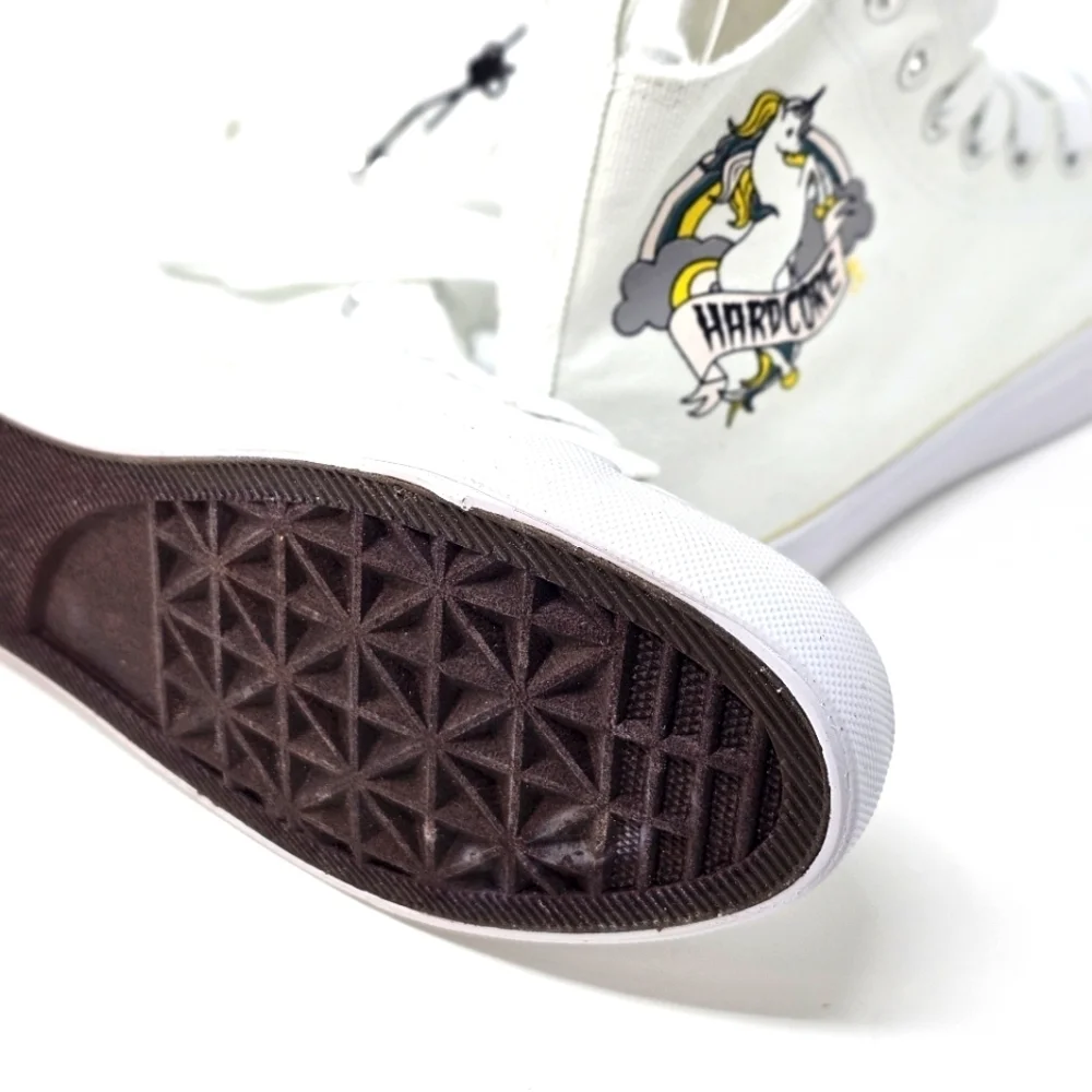Hot Topic ✦ Canvas High-Top Sneakers ✦ Unicorn Graphic Lace-Up Pull Tab Sz 7 NWT